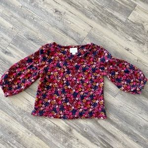Anthropologie Floral 3/4 Balloon sleeve shirt